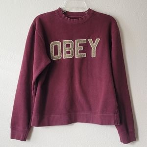 Obey Propaganda Sweatshirt Houndstooth Maroon